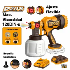 INGCO TOOLS - Pistola para Pintar Inalámbrica 20V 1000ml INGCO CSGLI20042