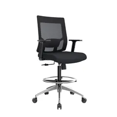 OFIDEAS - Silla Cajero Ergonómica Con Apoyabrazos Radius Negro Aluminio