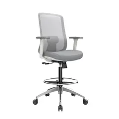 OFIDEAS - Silla Cajero Ergonómica Con Apoyabrazos Milano Gris Aluminio