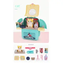 GENERICO - Set De Veterinario Y Mochila 2 En 1 Mascota Gatito 14 pcs