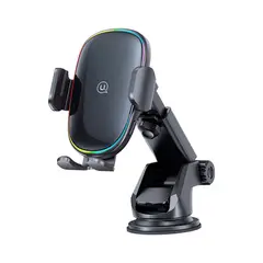 USAMS - Cargador Inalámbrico para auto con soporte y luz 15w Negro