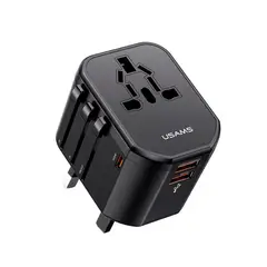USAMS - Cargador celular pared Universal T59 USB Dual + Type-C 20W Negro