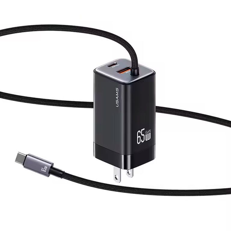 Cargador celular 65W USAMS+Cable Type-C+Puertos USB+Type-C