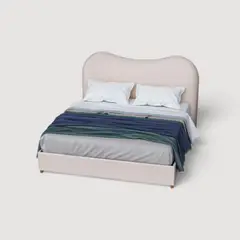 MUEBLES MACRUMO - Cama Tapizada Berlín Premium de 2plz Color Beige Tela antifluido