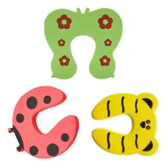 GENERICO - PACK X3 TOPE DE PUERTA INFANTIL NIÑOS ANTIGOLPE MARIPOSA OSO MARIQUITA