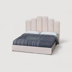 MUEBLES MACRUMO - Cama Tapizada Elisse Premium de 2plz Color Beige Tela antifluido