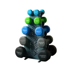 PROIRON - Set de mancuernas de neopreno de 1KG Celeste, 2KG, 4KG, 5KG y 10KG + Rack 5 niveles