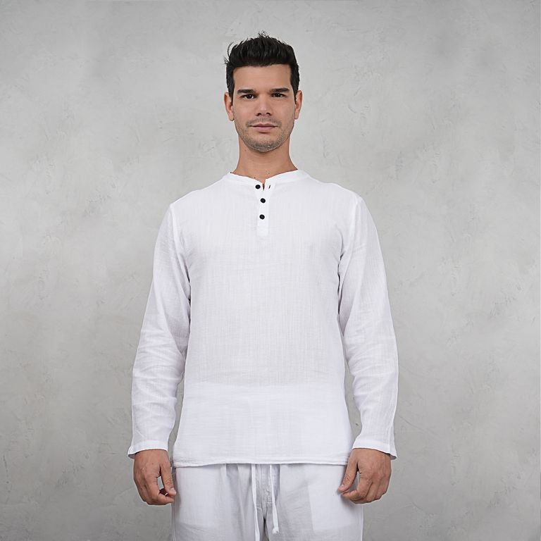 Camisa Blanca Manga Larga Hombre