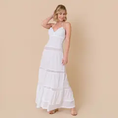 FORBER - Vestido Blanco Largo Mujer