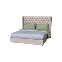 MUEBLES MACRUMO - Cama Tapizada Marsella Premium de 2plz Color Beige Tela antifluido