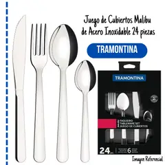 TRAMONTINA - Juego de Cubiertos Malibu de Acero 24 piezas