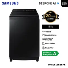 SAMSUNG - LAVADORA ECOBUBBLE AI 19 KG CARGA SUPERIOR NEGRO - WA80F19S8BPE