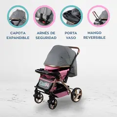 EBABY - Coche Cuna Reversible para Bebé «HARDY» Pink