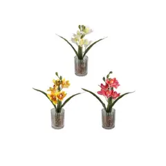 OTTOWARE - Maceta Transparente Con Flores Artificiales
