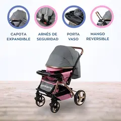 EBABY - Coche Cuna Reversible para Bebé «HARDY» Pink