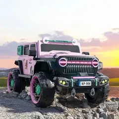 GENERICO - CARRO 4X4 ROSADO ASIENTO DE CUERO LLANTAS EVA 4 MOTORES