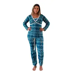 GENERICO - Pijama Maternal Pantalon Celeste Verde Algodon Sistema Lactancia