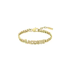 LACOSTE - Pulsera de acero inoxidable plateado con dorado
