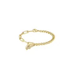 LACOSTE - Pulsera dorada de acero inoxidable con cristales