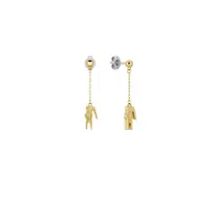 LACOSTE - Aretes dorados de acero inoxidable en forma de cocodrilo