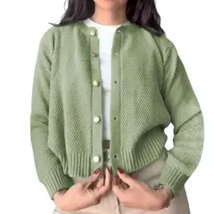 GENERICO - Chompa Mujer Hilo Botones Mlarga Melody 359G-24 Color Verde