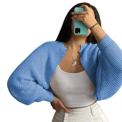 GENERICO - Sueter Mujer Hilo Mlarga Abierto 359G-21 Color Celeste