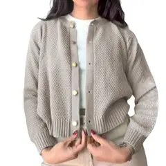 GENERICO - Chompa Mujer Hilo Botones Mlarga Melody 359G-24 Color Hueso