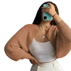 GENERICO - Sueter Mujer Hilo Mlarga Abierto 359G-21 Color Camello