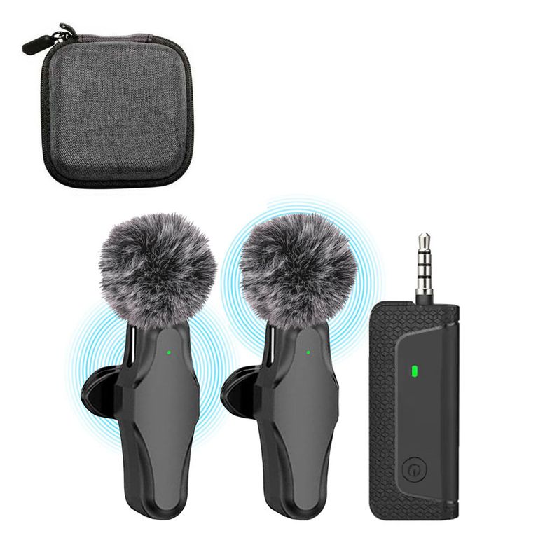 Micrófonos Inalámbricos Dual K35 Pro con filtros de peluche y estuche