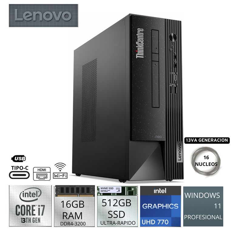 Computadora de escritorio Lenovo ThinkCentre neo 50S Gen 4 - Intel Core i7 16GB