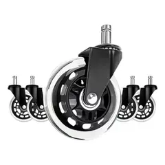 QUICK - Pack 5 Ruedas De Silicona Para Sillas De Oficina Gamer