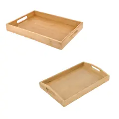 GENERICO - Pack 2 Bandejas de bambú para servir y emplatar