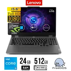 LENOVO - LAPTOP LOQ 15IAX9 15.6" FHD IPS Core i5-12450HX 24GB DDR5 512GB SSD RTX 3050 6GB FREEDOS
