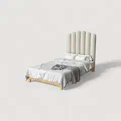 MUEBLES MACRUMO - Cama Tapizada Oporto Premium de 2plz Color Gris Tela antifluido