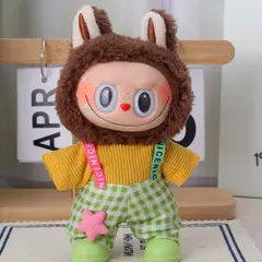 DISEÑO ORIGINAL - Ropa para Labubu Enterizo Amarillo Verde Cuadros Estrella