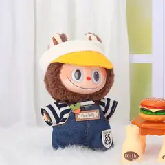 DISEÑO ORIGINAL - Ropa para Labubu Conjunto Overol Polo Rayas y Visera