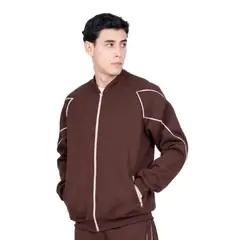 NEW YORK STARS - CASACA CON CIERRE Y LINEAS-MARRON