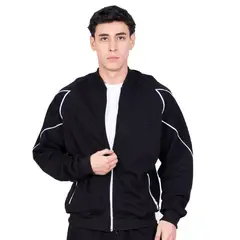 NEW YORK STARS - CASACA CON CIERRE Y LINEAS - NEGRO