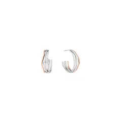 CALVIN KLEIN - Aretes de acero inoxidable plateado con oro rosa