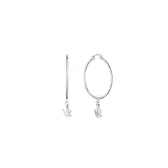 LACOSTE - Aretes plateados de acero inoxidable en forma de cocodrilo