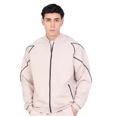 NEW YORK STARS - CASACA CON CIERRE Y LINEAS - BEIGE