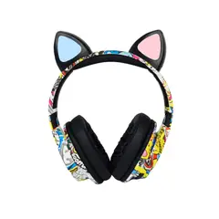 EWTTO - Audífonos Inalámbricos ET-A4986B con orejas de gato y luces LED