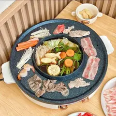 RAFF - Parrilla Coreana Electrica Multifuncional RAF R.5477 Para Barbacoa ANTIADHERENTE 2.0 Litros