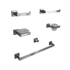 XM - SETS DE BAÑO DE 6 PIEZAS SATINADO CUADRADO 97702
