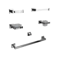 XM - SETS DE BAÑO DE 6 PIEZAS CROMADO CUADRADO 97700