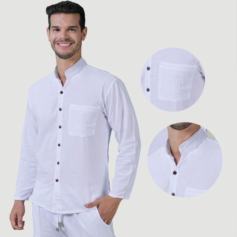 Camisa Blanca Manga Larga Hombre