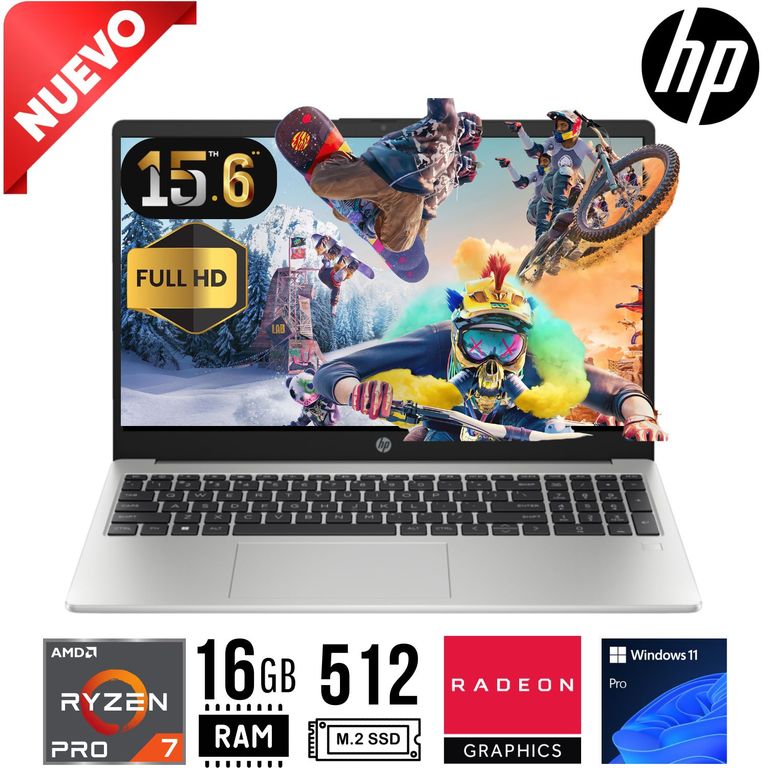 Laptop 255 G10 AMD Ryzen 7 7730U Ram 16Gb SSD 512Gb 15.6"FHD Windows 11 Pro