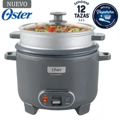 OSTER - Olla Arrocera 12 Tazas 3 en 1 Función de Sofrito Vaporera Gris