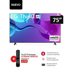 LG - Televisor 75 Smart TV UHD 4K 75UT8050PSB + MAGIC