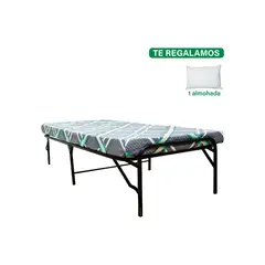 MUEBLES MACRUMO - Cama plegable 1.5plz con colchón 4" + almohada